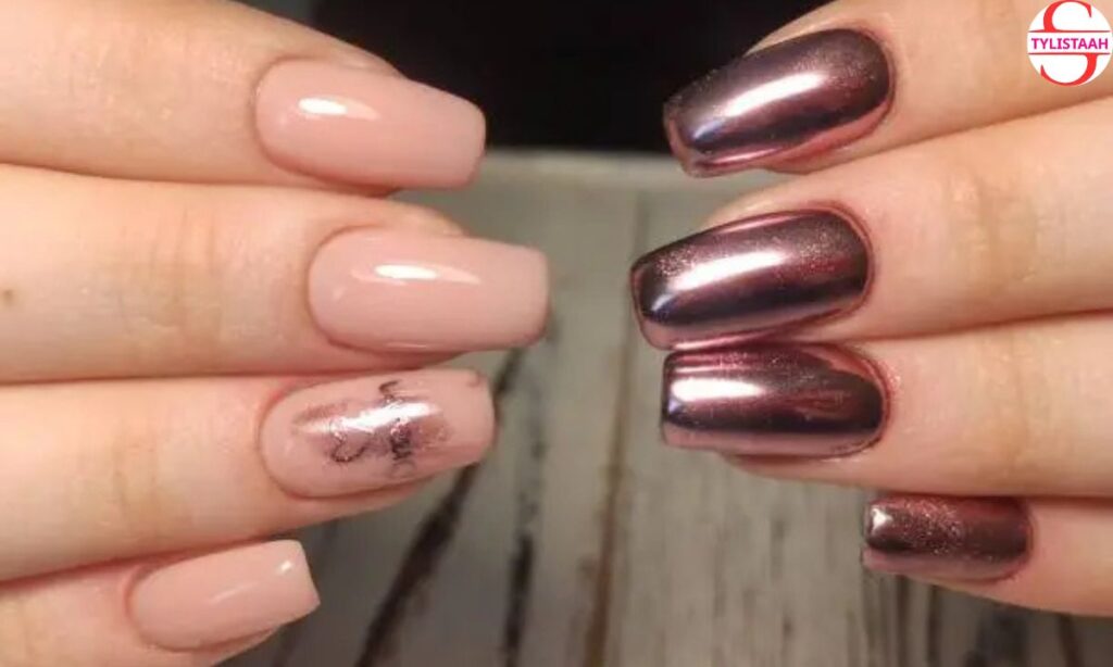 simple-peach-chrome-summer-nails