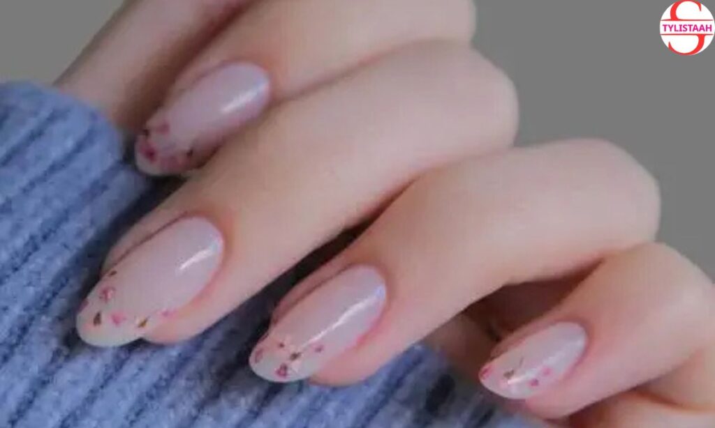 simple-sheer-pink-floral-nails