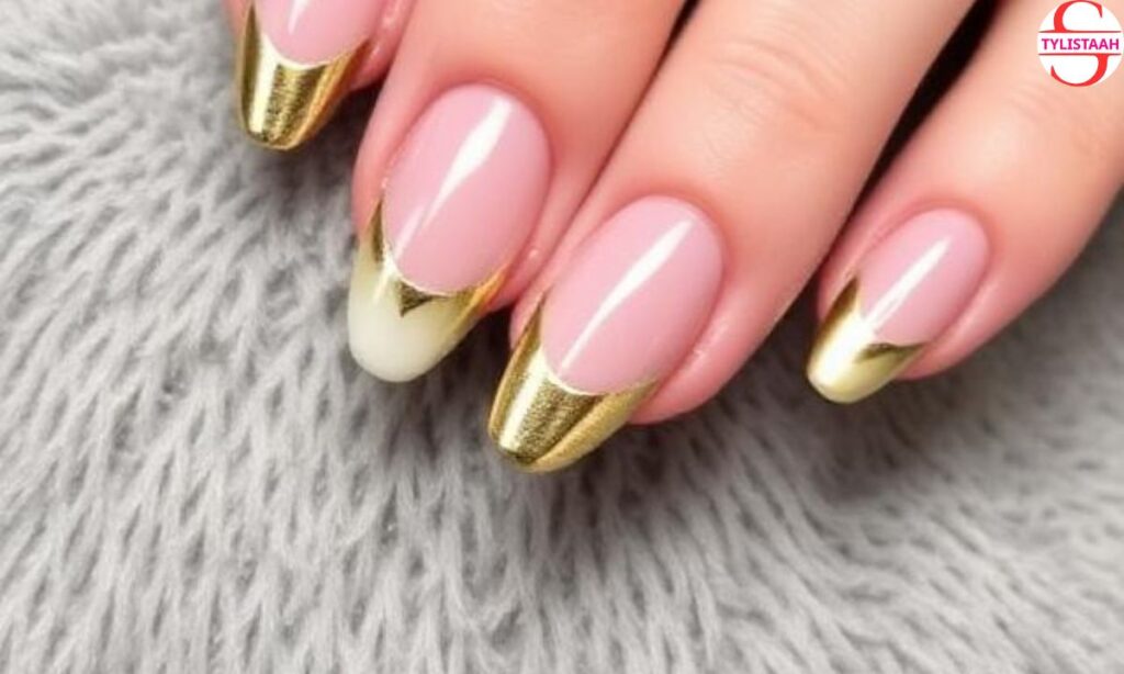 sophisticated-gold-french-tip-nails
