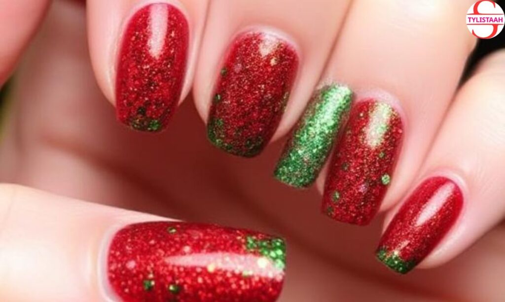 sparkly-red-and-green-christmas-nails