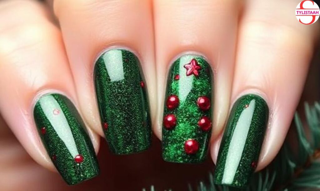 stunning-green-and-red-christmas-tree-nails