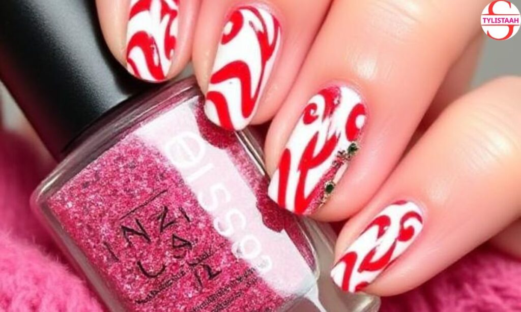 stylish-candy-cane-christmas-nails