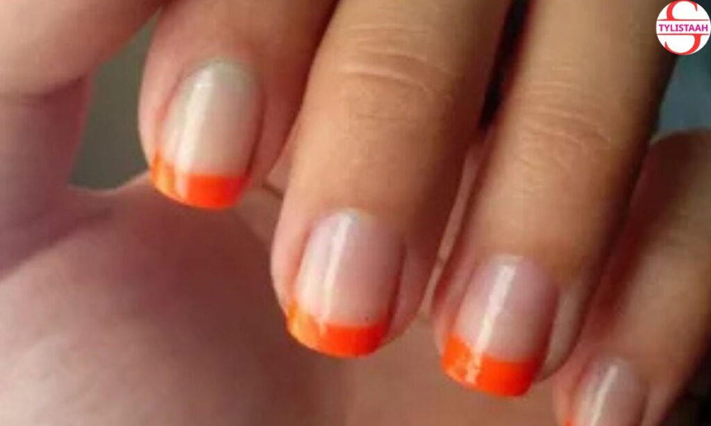 apricot-orange-french-tip-nails