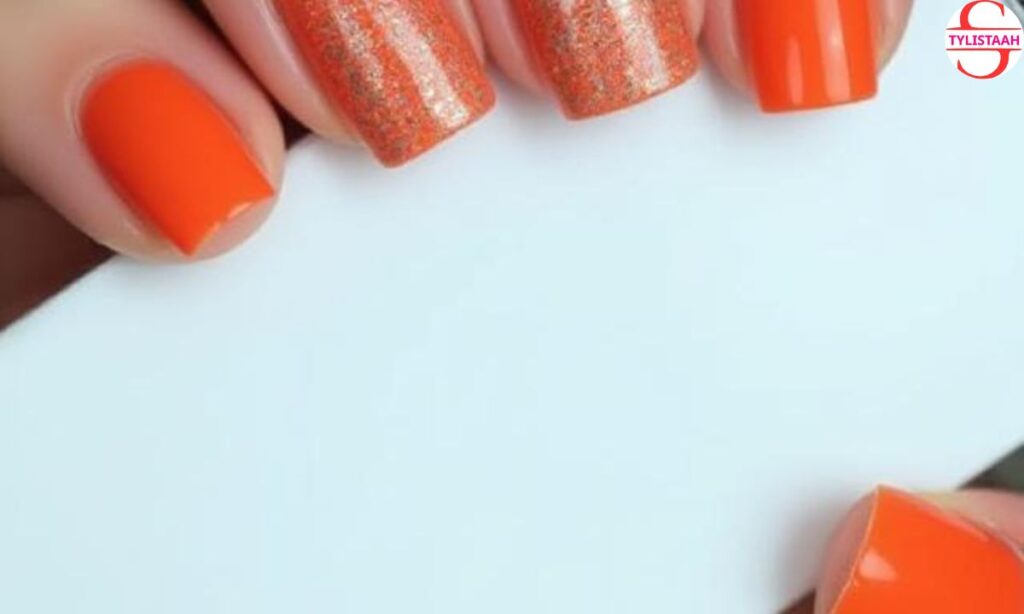 burnt-orange-nails-with-glitter