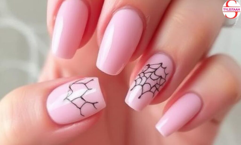 cute-cobweb-light-pink-nails
