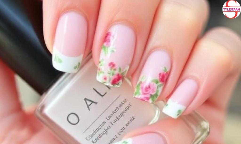 floral-french-tip-summer-nails