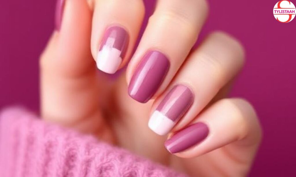 mauve-mismatched-nail-design