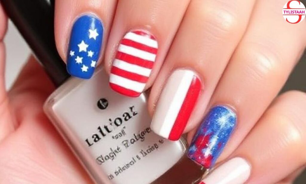 mismatched-4th-of-july-short-nails