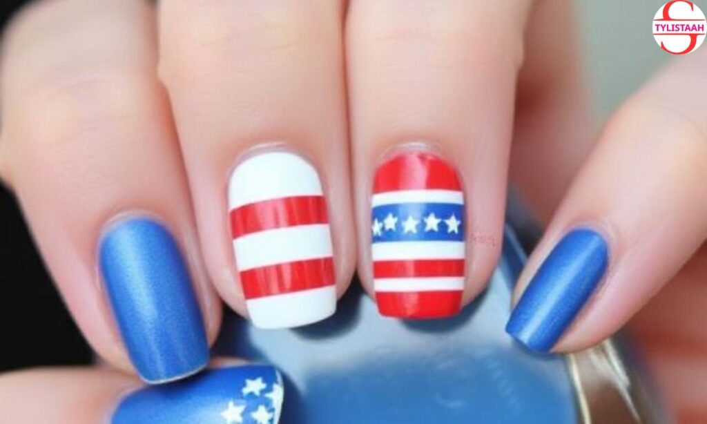 mismatched-fourth-of-july-nails