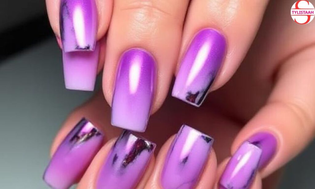 purple-gradient-chrome-square-nails