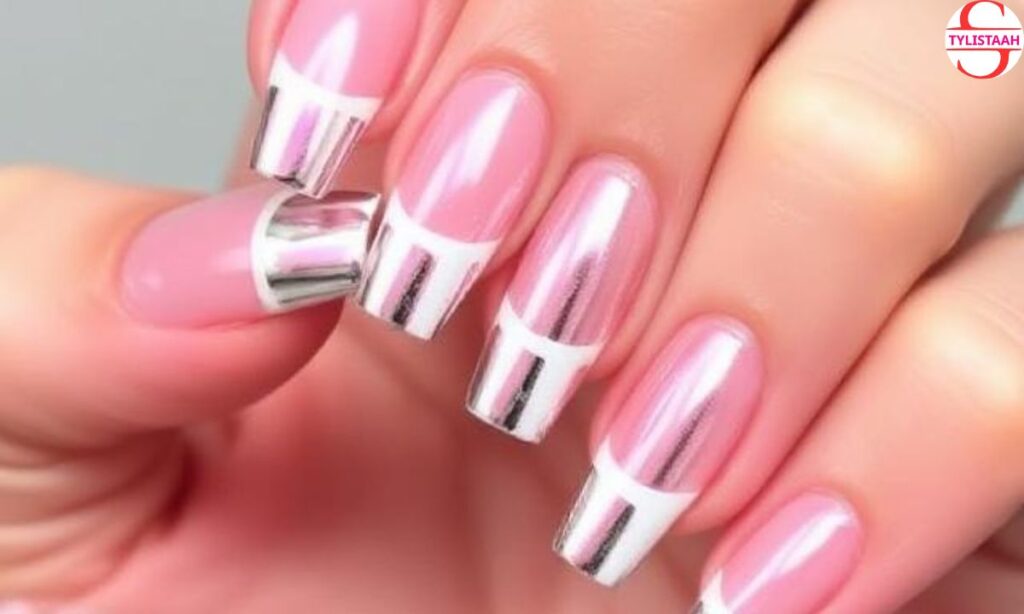 shiny-chrome-french-manicure