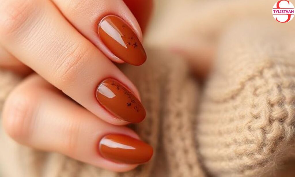 stylish-praline-brown-autumn-nails
