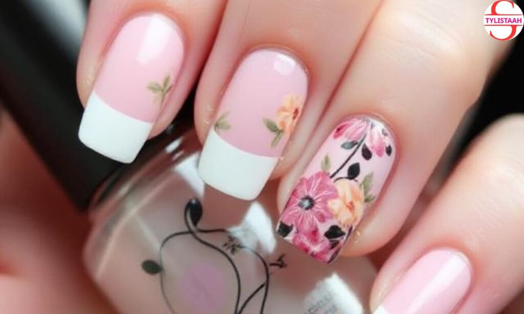 two-tone-floral-french-nail-art