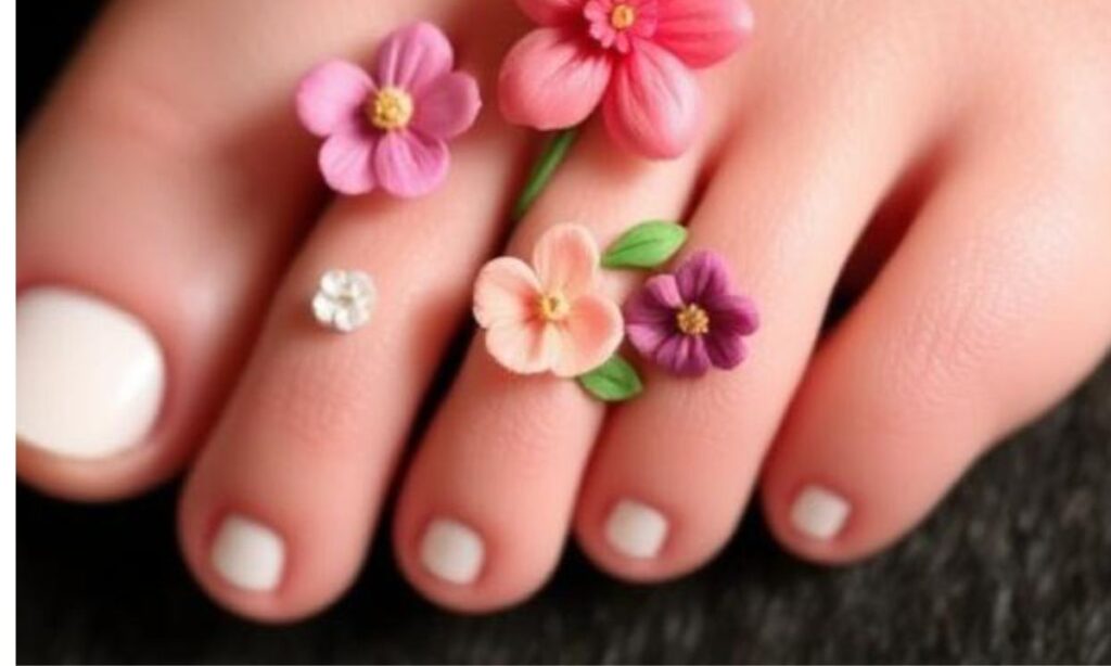 3D flower toe nail art