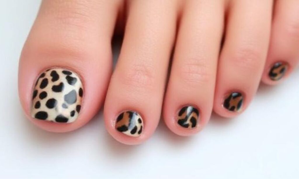 Animal print toe nail art for summer