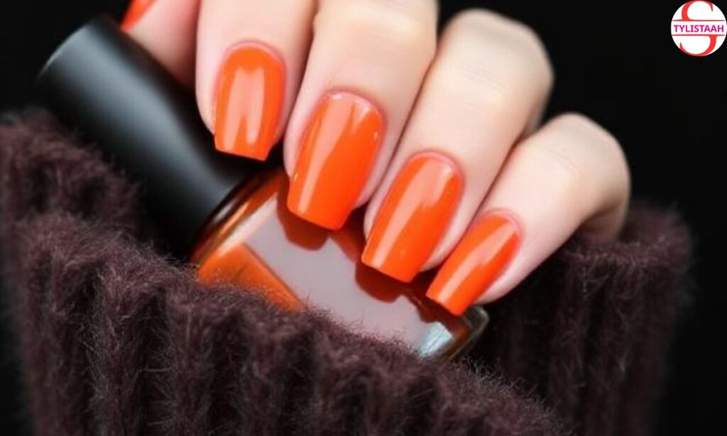 Classy Winter Nails with Orange