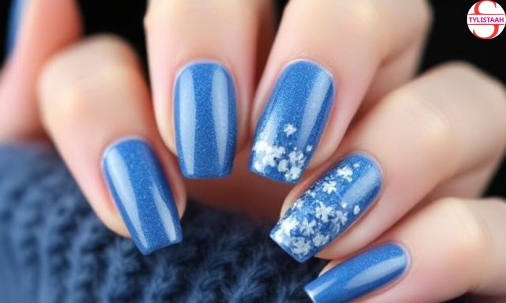 Cute Winter Nails in Blue