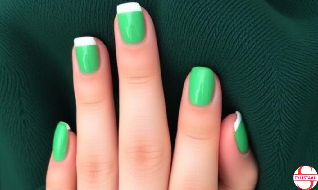  Green French Tip Nails