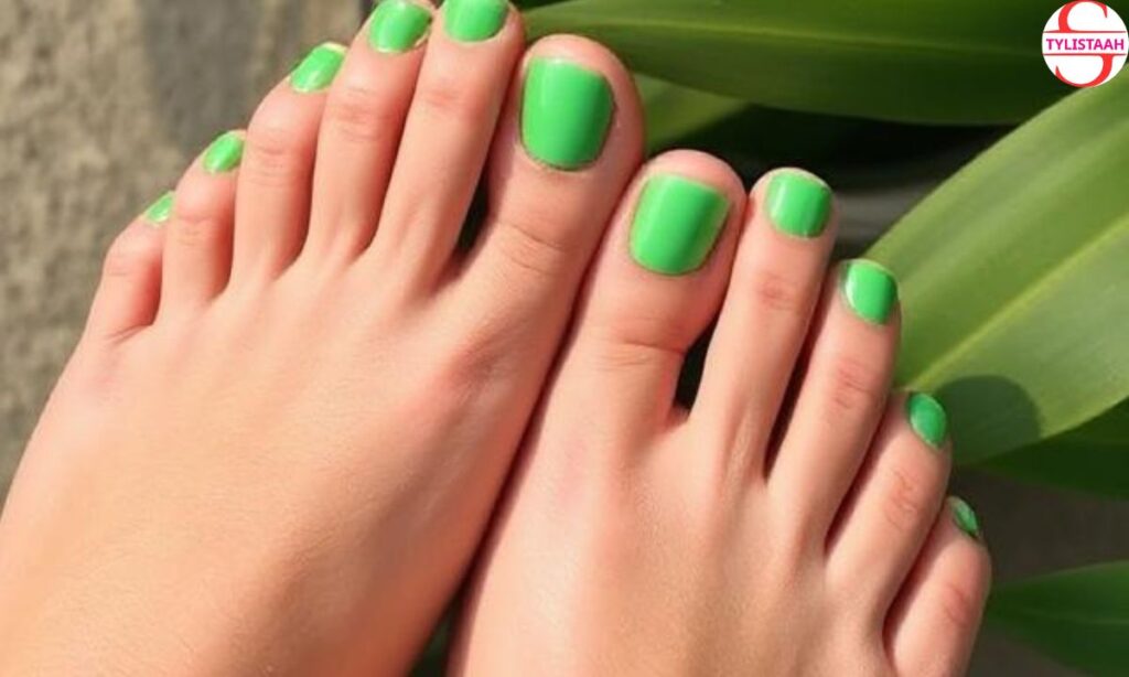 Green summer nail designs for feet