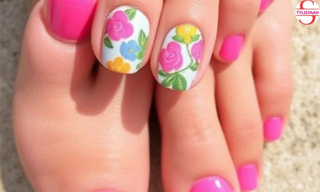 Juicy summer toe nails designs