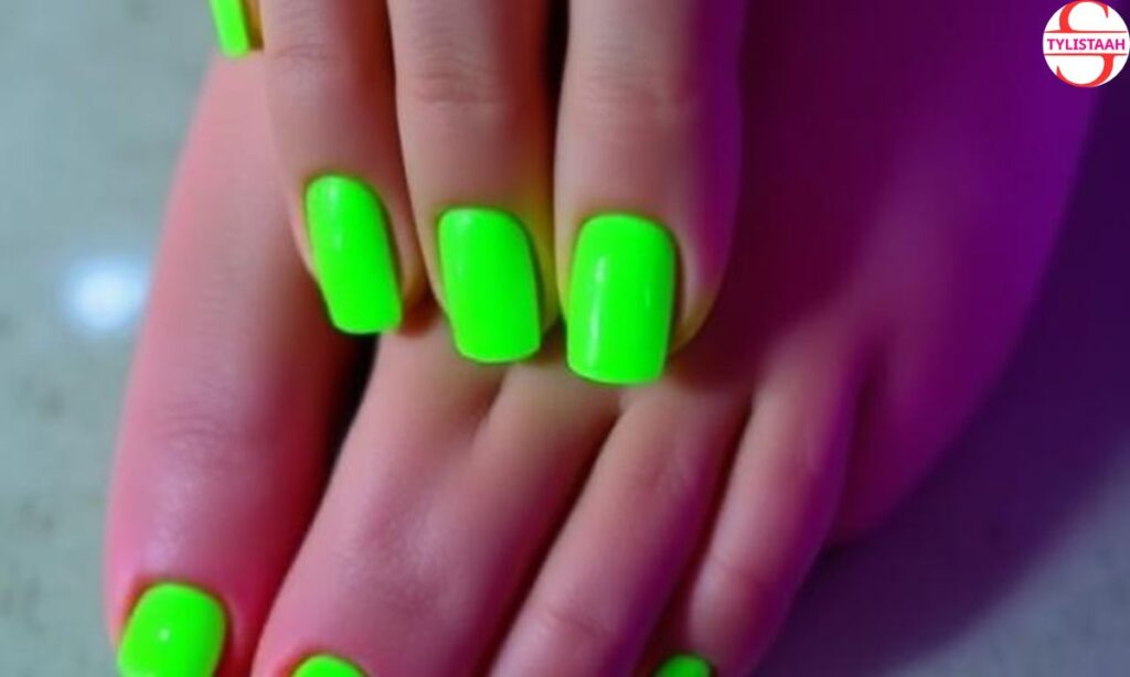 Neon green pedicure