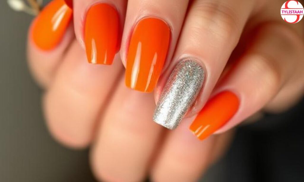 Orange and glittery silver