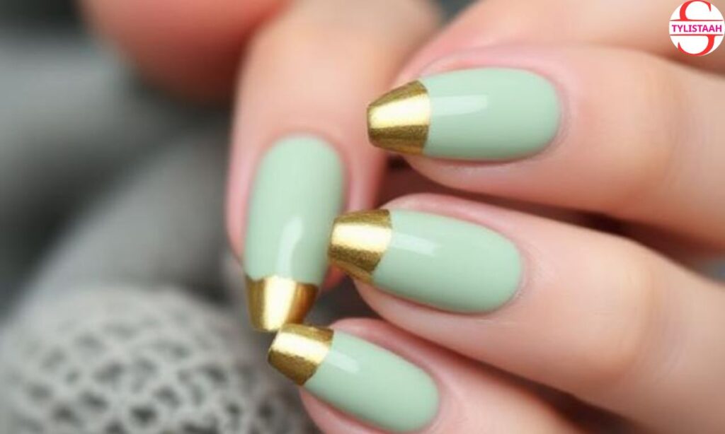Sage Green and Gold Tips