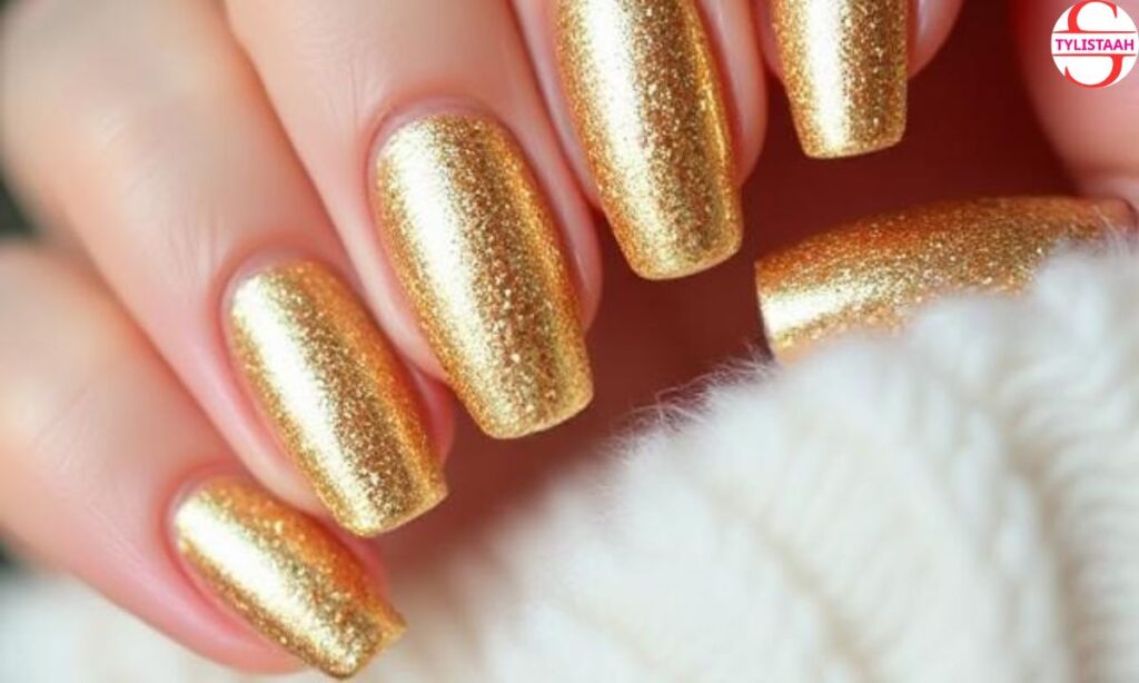 Sparkly Gold Nails