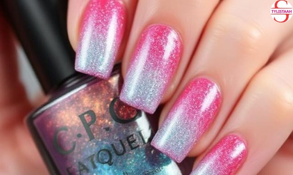 Glitter Base French Nails