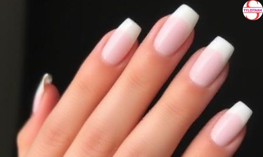 French Tip Nails with Chrome Accents