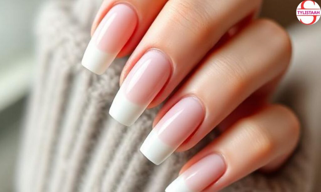 Silver Accents White Tip French Manicure